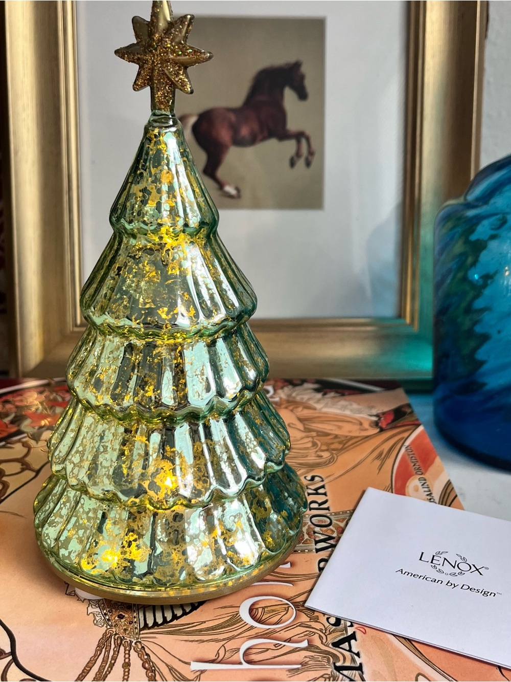 Lenox Radiant Light Lit Glass Pine Christmas Tree 6.6” New in box - Picture 5 of 7